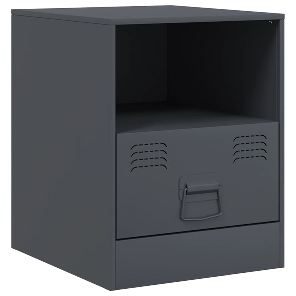 Nachttische 2 Stk. Anthrazit 34,5x39x44 cm Stahl